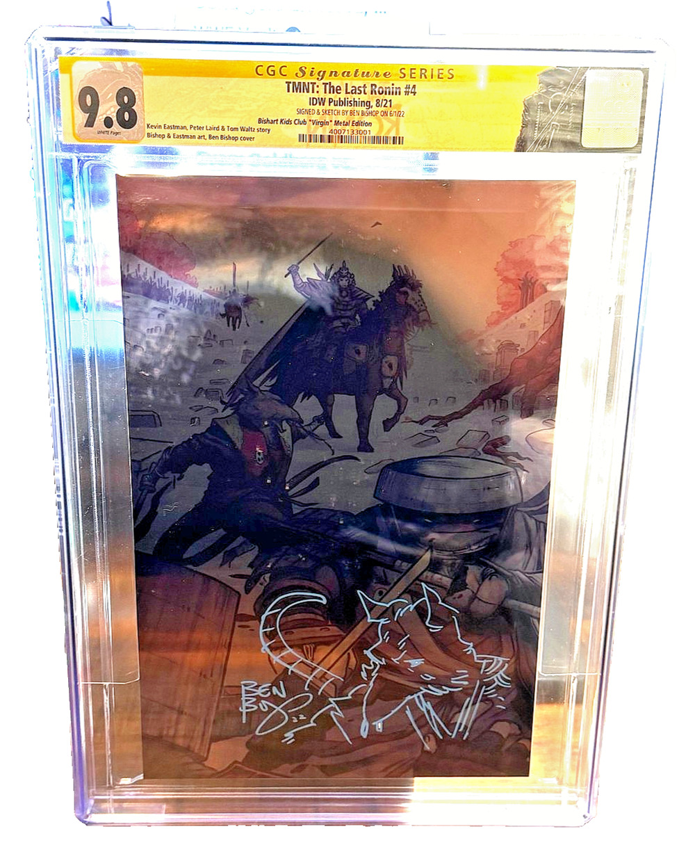 TMNT The Last Ronin #4 CGC 9.8 SS Ben Bishop Virgin Metal Variant Sketch